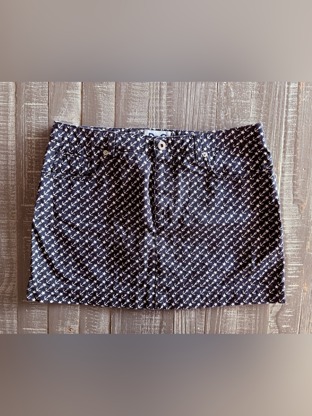 D&G Navy Blue Anchor-Print Mini Skirt